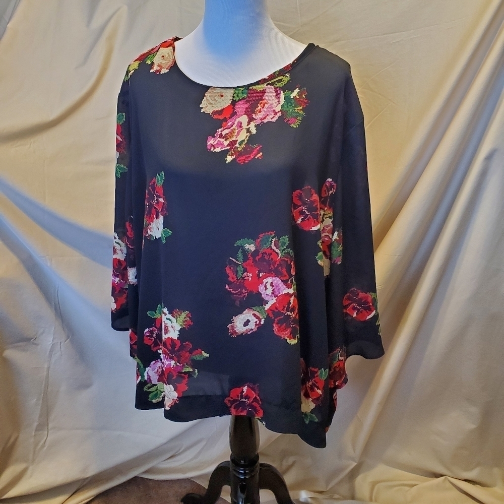 Bobeau Swoop Neck Top SZ 3X